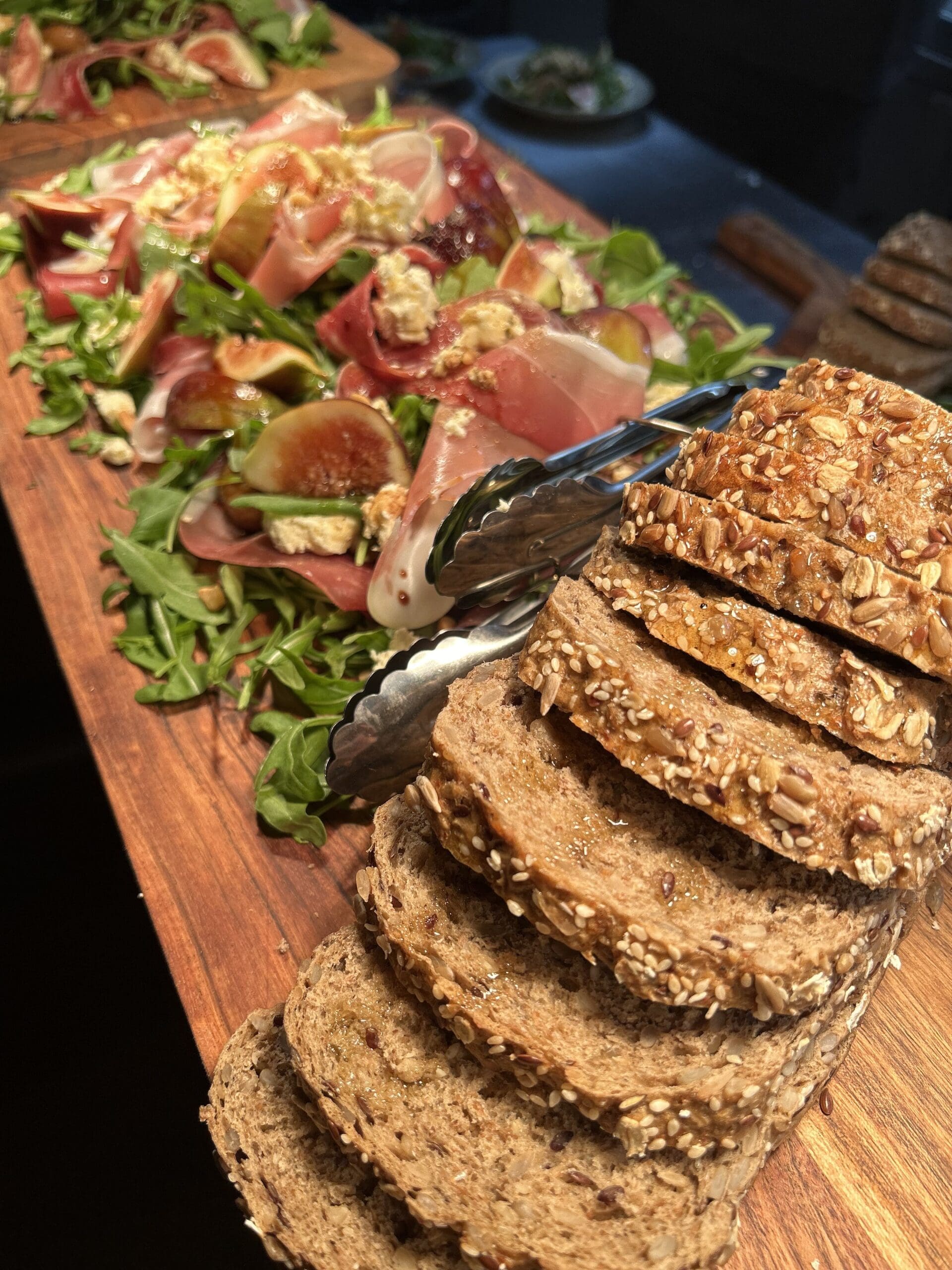 Proschuito and Fig Salad and Fresh Bread - Thistle in the Woods Catering