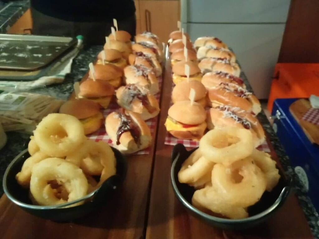 Sliders and Onion Rings - Thistle in the Woods Catering