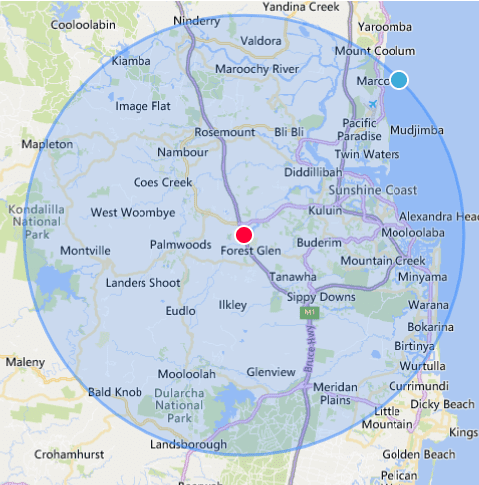 2022 Xmas Promo Delivery Map - within 25km of 4555 - Thistle in the Woods
