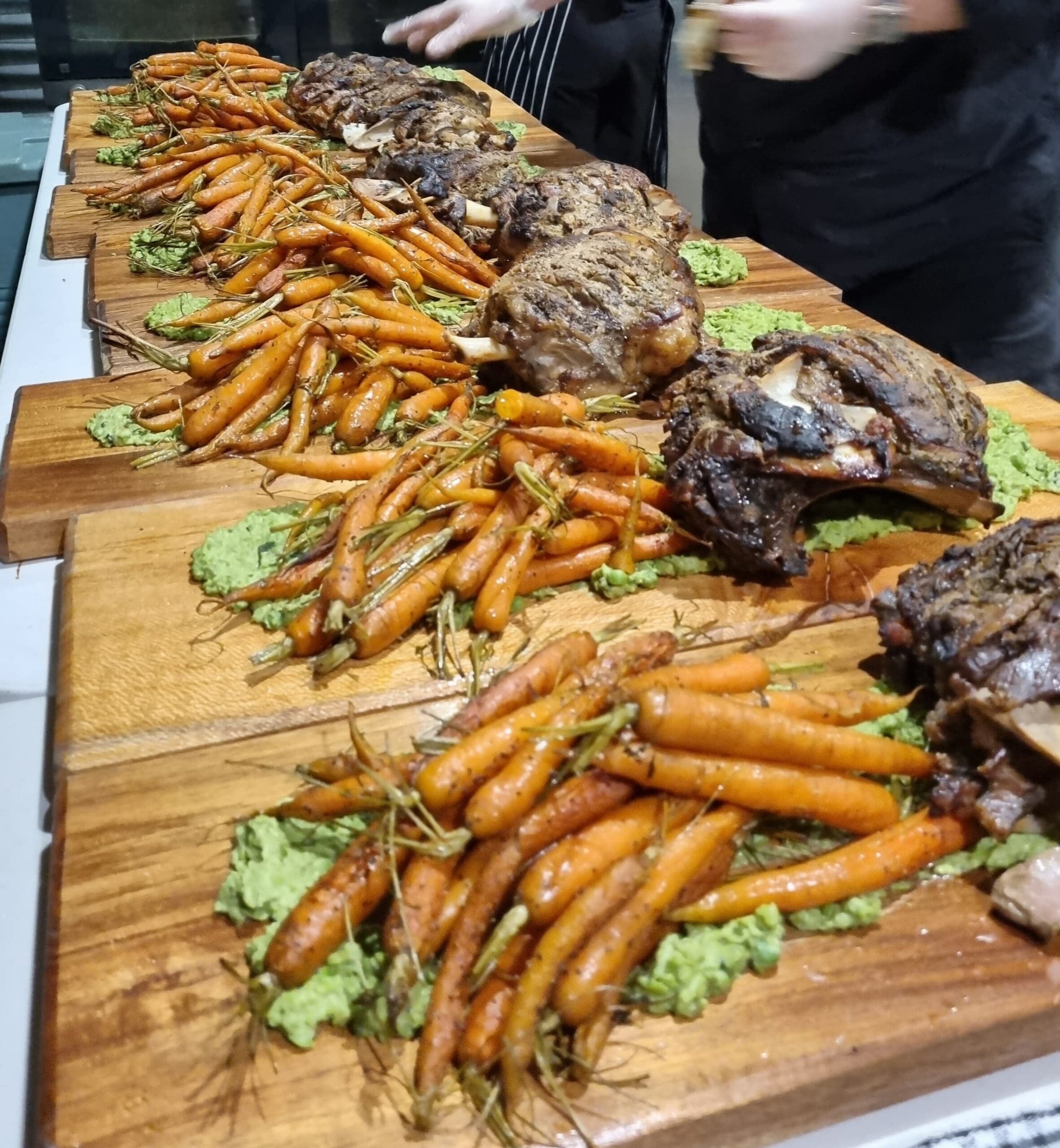 Roasted meat and carrots - Thistle in the Woods Sit Down Catering